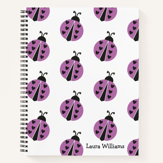 Girly Ladybug Personalisiert Notizbuch (Vorderseite)