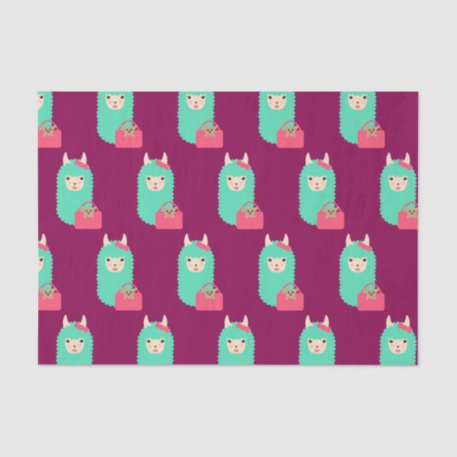 Girly Lama Emoji Seidenpapier (Vorderseite)