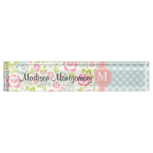 Girly Land-mit Blumenpersonalisiertes Namensplakette