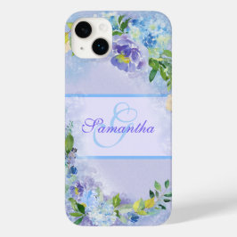 Girly Lavender Blue Watercolor Floral Name Case-Mate iPhone 14 Plus Hülle