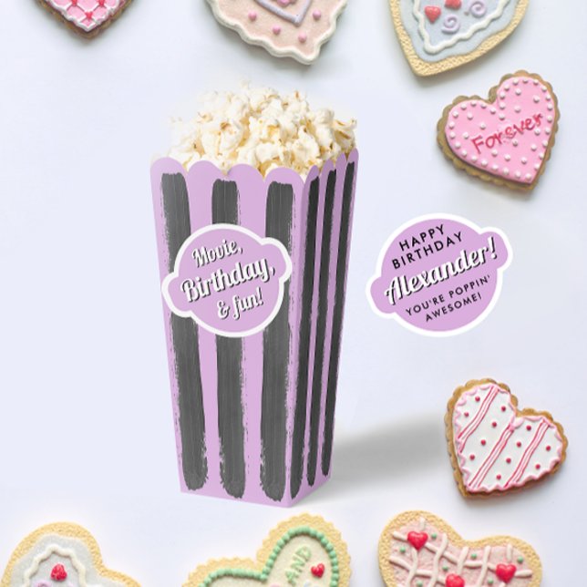Girly Lavender Gray Stripes Popcorn Movie gestrich Geschenkschachtel (Von Creator hochgeladen)