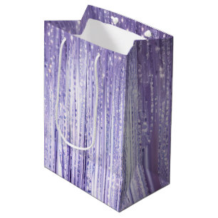 Girly Lavender Lila Glam Tinsel Streifen Mittlere Geschenktüte