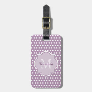 Girly Lavender Lila Polka Dots Monogramm und Name Gepäckanhänger