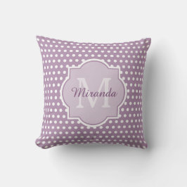 Girly Lavender Lila Polka Dots Monogramm und Name Kissen