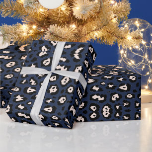 Girly Leopard Druckmuster rot Rosa blau Geschenkpapier