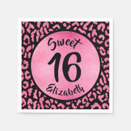 Girly Leopard Geburtstagsparty Serviette