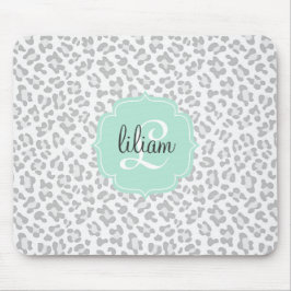 Girly Leopard-Silber und tadelloses grünes Mousepad