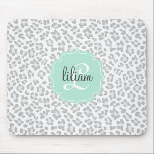 Girly Leopard-Silber und tadelloses grünes Mousepad
