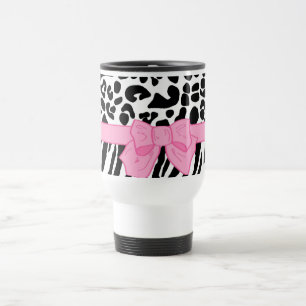 Girly Leopardzebra-Tierdruck und niedlicher rosa Reisebecher