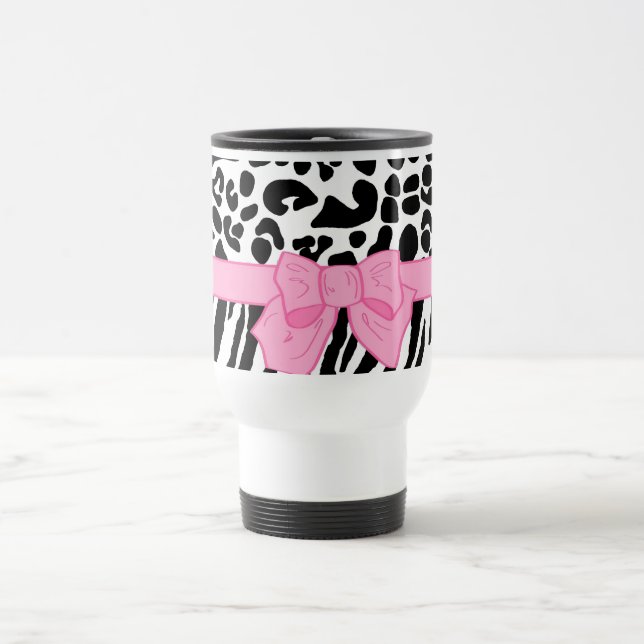 Girly Leopardzebra-Tierdruck und niedlicher rosa Reisebecher (Mittel)