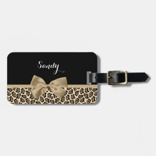 Girly Light Brown Jaguar Niedlich Brown Bow mit Na Gepäckanhänger