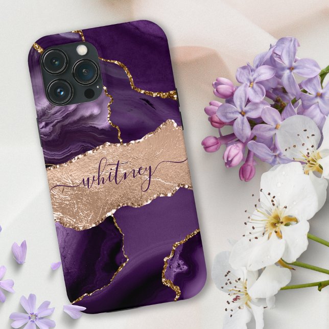 Girly Lila Agate Stone Rose Gold Stilvoll Case-Mate iPhone Hülle (Von Creator hochgeladen)