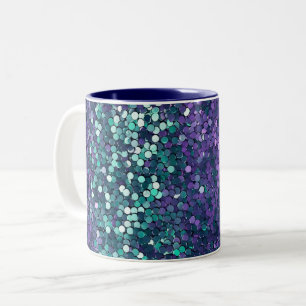 Girly Lila Aqua Mermaid Sparkle Zweifarbige Tasse
