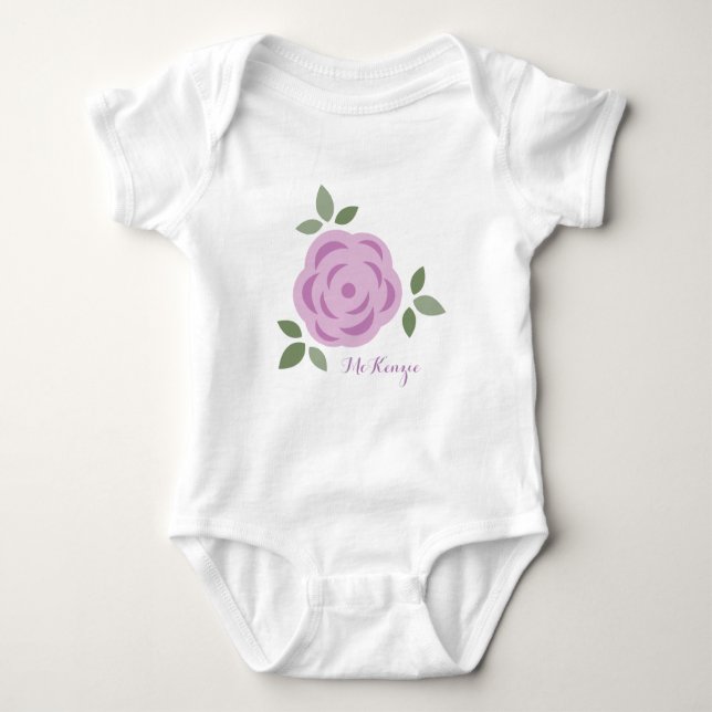 Girly Lila Blume Baby Strampler (Vorderseite)