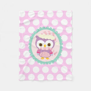 Girly lila Eulen-Winter-hellpurpurne Polka-Punkte Fleecedecke