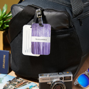 Girly Lila Glam Glitzy Tinsel Stripes Gepäckanhänger