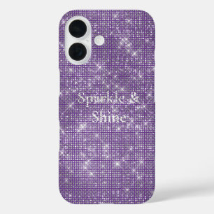 Girly Lila Glitzy Sparkle iPhone 16 Hülle