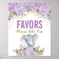 Girly Lila Gold Floral Elephant Favorit Sign
