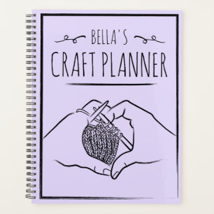 Girly Lila Heart Hands Zeichnend Handgeflecht Planer