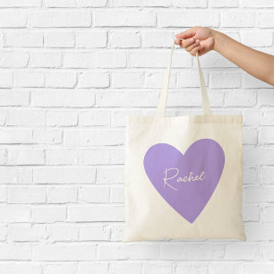 Girly Lila Heart Tasche mit Namen