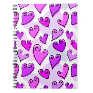 Girly Lila Hearts Niedlich Romantischer Valentinst Notizblock