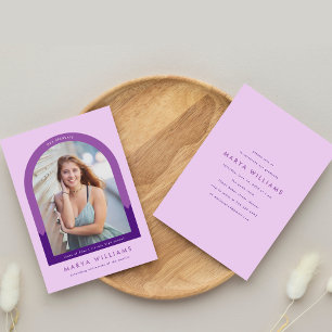 Girly Lila Lavender Foto Arch Graduation Party Einladung