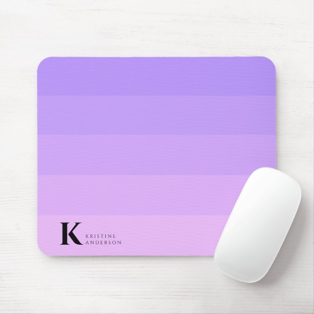Girly Lila Lilac Ombre Classic Monogram Mousepad (Mit Mouse)