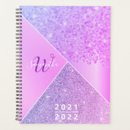 Girly Lila Pink Glitzer Chic Monogram 2021 2022 Planer