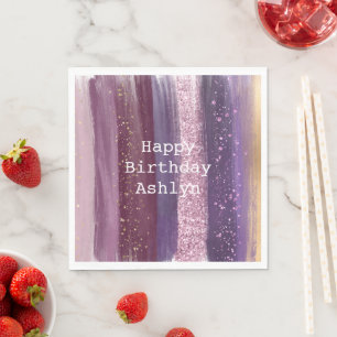 Girly Lila Pink Glitzy Glitzer Geburtstag Serviette