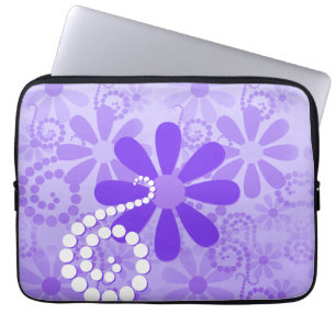 Girly lila Retro mit BlumenBlumen Laptopschutzhülle