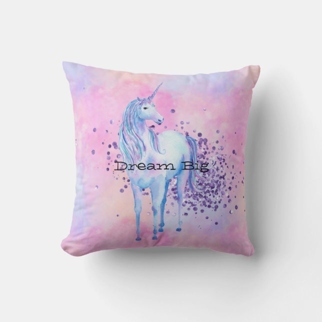 Girly Lila Sparkle Unicorn Kissen (Vorderseite)