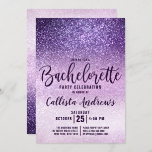 Girly Lila Triple Glitzer Bachelorette Einladung