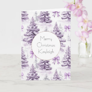 Girly Lila Weihnachtsbaumen & Bows Karte