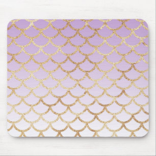 Girly Lilac Lila Gold Meerjungfrau Glitzer Glitzer Mousepad