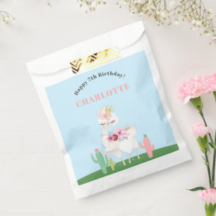 Girly Llama Floral Cactus Birthday Party Geschenktütchen