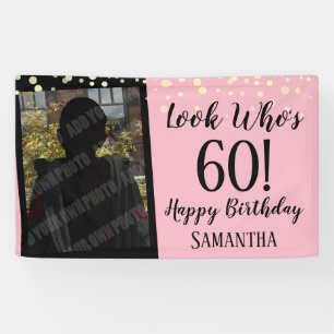 Girly Look Who's 60 Confetti Geburtstag Banner