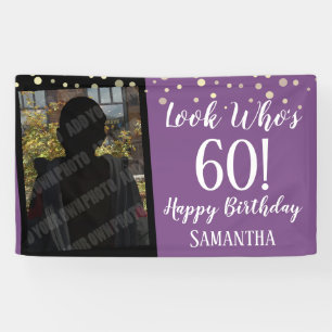 Girly Look Who's 60 Confetti Geburtstag Banner