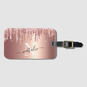 Girly Luxe Glitzer Tropfen Foil Monogram Gepäckanhänger