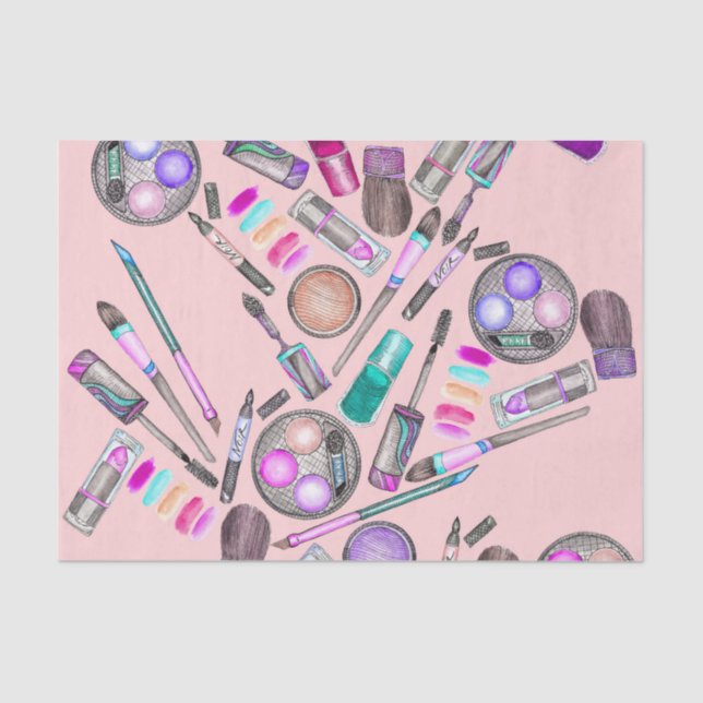 Girly Mädchen-handgemaltes Aquarell-Make-up auf Seidenpapier (Vorderseite)