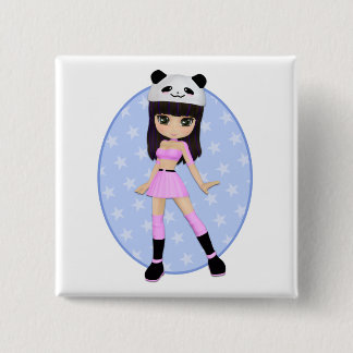 Girly Mädchendebbie-Party-Quadrat-Knopf Button