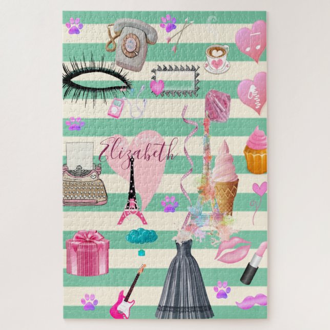 Girly Makeup Beauty Stripes Puzzle (Vertikal)