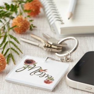 Girly Mama Wasserfarbe Rosa Roses Muttertag Schlüsselanhänger