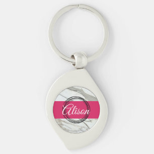 Girly-Marmor Rosa individuelle Name minimale Desig Schlüsselanhänger