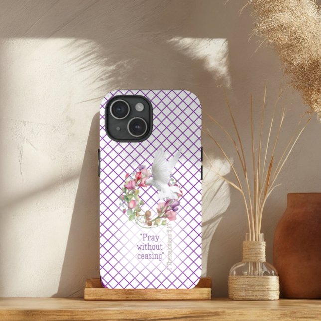 Girly Mauve White Line Matrix Sweet Pea Bible Case-Mate iPhone Hülle (Von Creator hochgeladen)