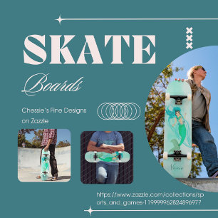 Girly Meerjungfrau Grüner Schwanz Blau Skateboard