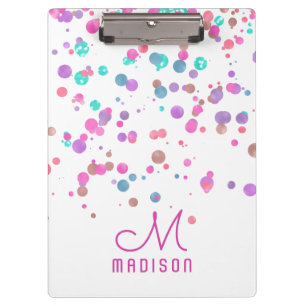 Girly Mermaid Glitzer & Foil Confetti Monogram Klemmbrett