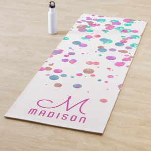 Girly Mermaid Glitzer & Foil Confetti Monogram Yogamatte
