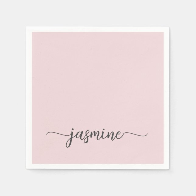 Girly Minimalistisch Simple Blush Pink Monogram Sc Serviette (Vorderseite)