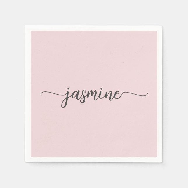 Girly Minimalistisch Simple Blush Pink Monogram Sc Serviette (Vorderseite)