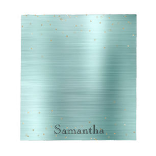 Girly Mint Glam Gold Sparkle Lila Confetti Notizblock